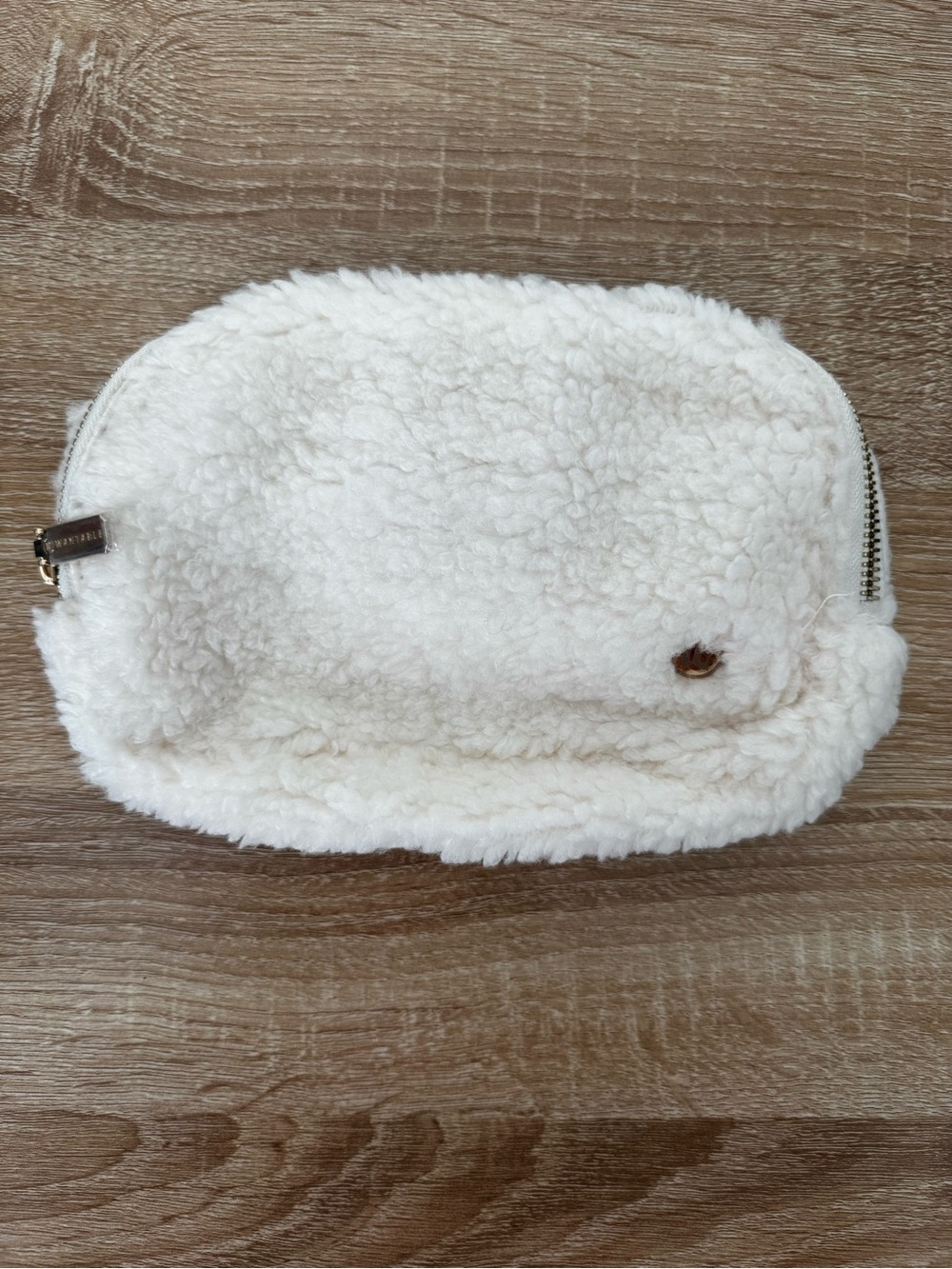 Cozy White Sherpa crossbody Pouch with Zipper